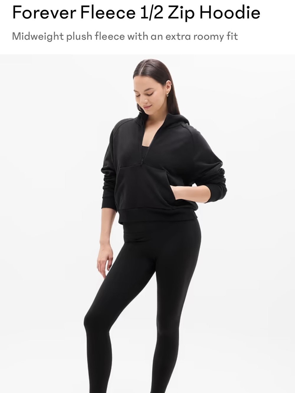 Athleta Women's Black Zip-Up Hoodie Sweater